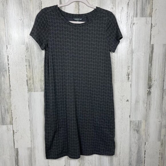 Toad & Co Windmere shift dress gray black size XS ditsy diamond print athleisure - Picture 1 of 6
